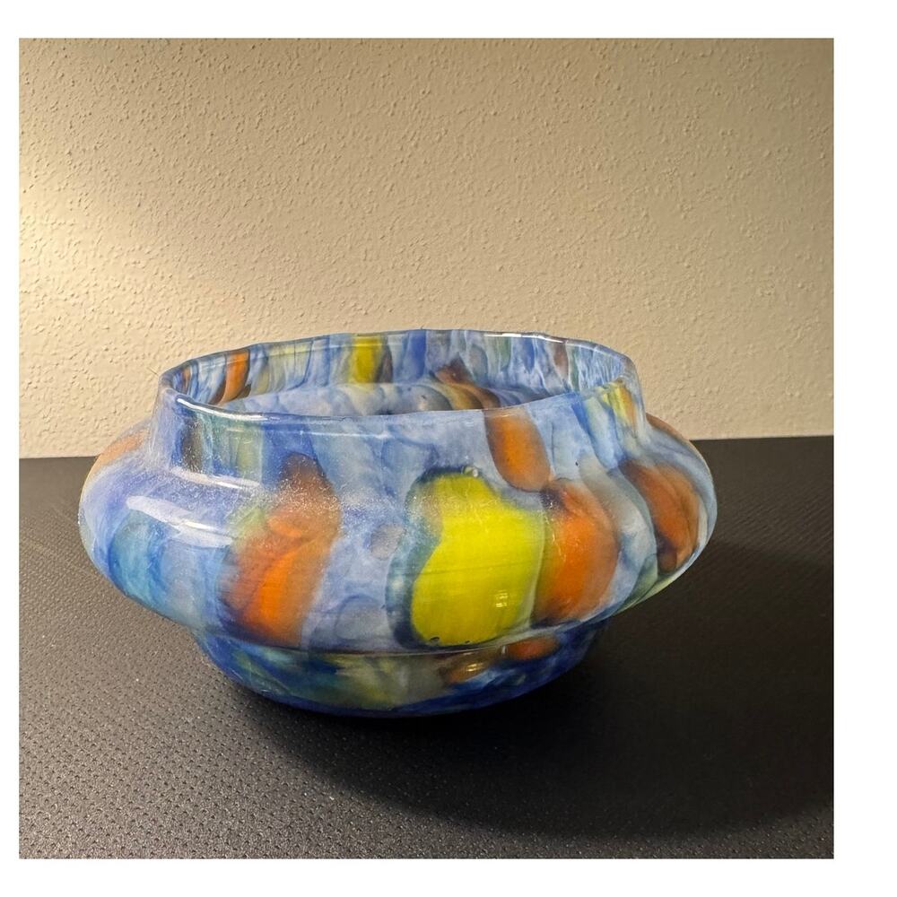 Colorful Art Glass Jewelry Dish / Trinket Bowl- Handmade in Italy